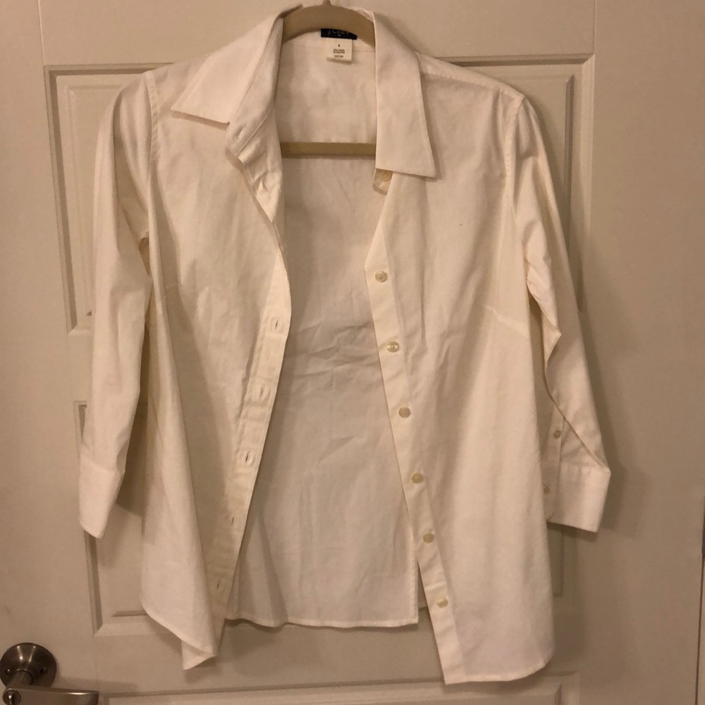 J Crew White fitted women’s button down shirt
